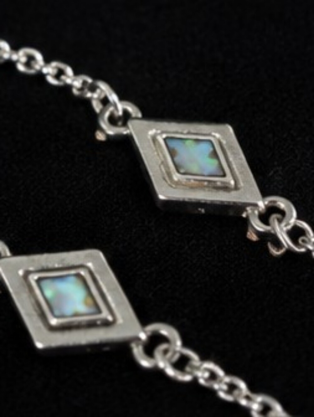 American Eagle Layered Y Drop Lariat Necklace Faux Abalone Silver Tone Boho Y2K - Picture 4 of 5